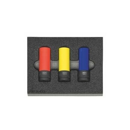 Holex 3 Pc 1/2 inch Drive Impact Socket Set in Foam, 17 mm to 21 mm 954001 3